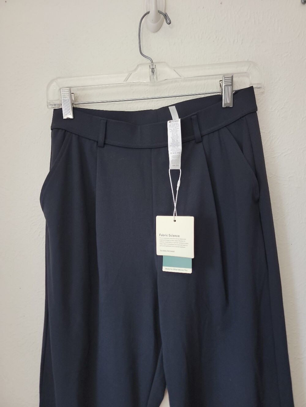 HALARA Black Wide-Leg Trousers with Belt Loops Career Pockets Pleated Sz SP - Picture 7 of 10